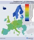 �b�afj�ldi � km2 � 27 ESB-l�ndum, ums�knarl�ndum og EFTA-l�ndum 2008