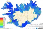 Population pr. km2 2009 below 200M o.s. by municipalities
