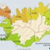 Relative population change 1998-2008 by regions