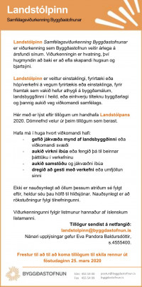Óskað eftir tillögum til Landstólpans 2020